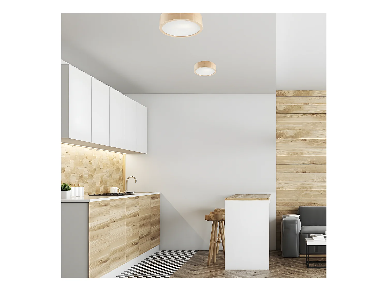 Plafonnier Eveline, Marron, 27x27x8 cm, EPIKASA