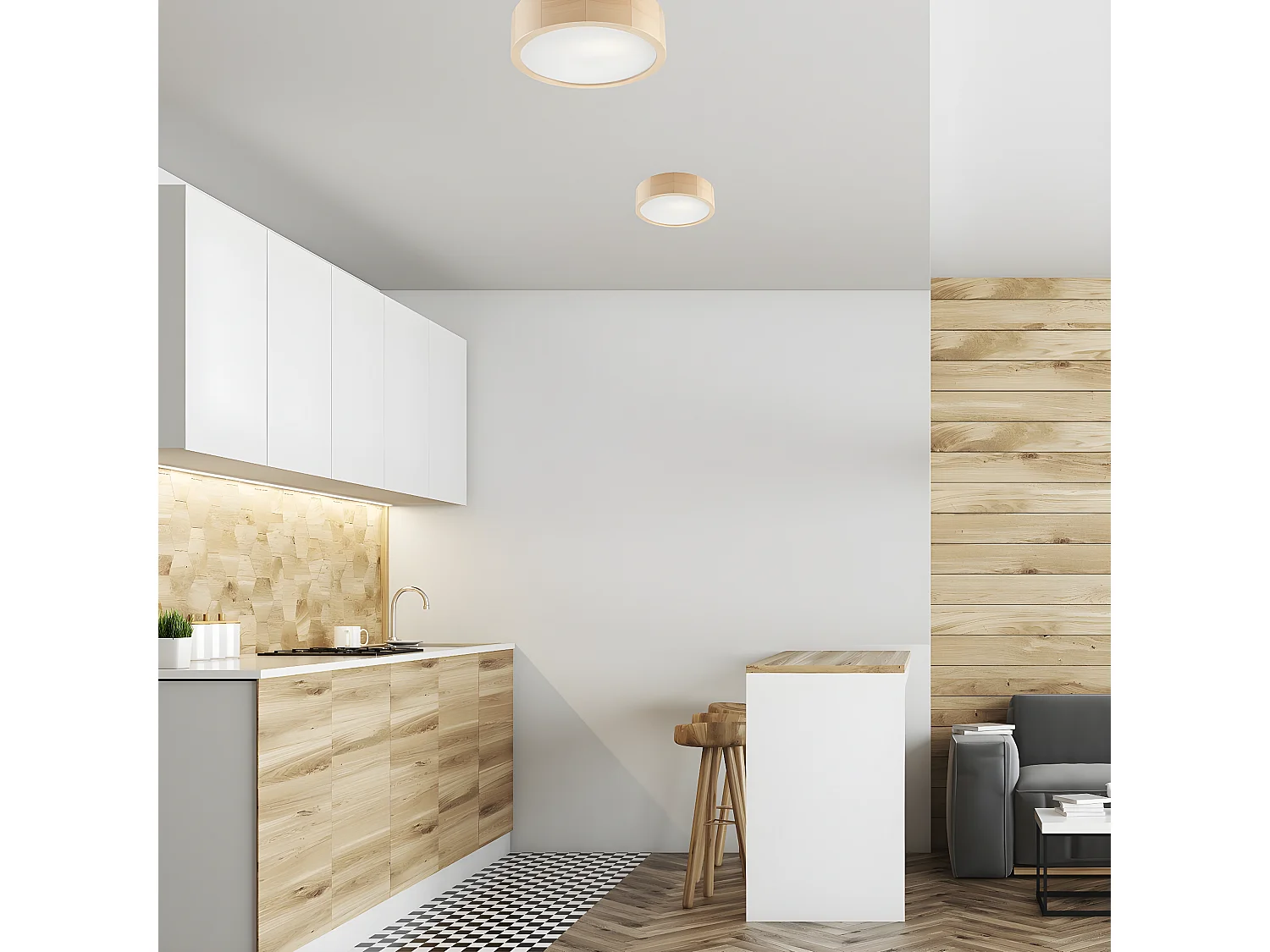 Plafonnier Eveline, Marron, 27x27x8 cm, Seven Design