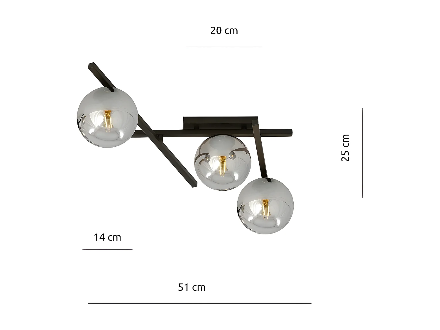 Candeeiro de Teto Smart, Preto, 51x25x50 cm, EPIKASA