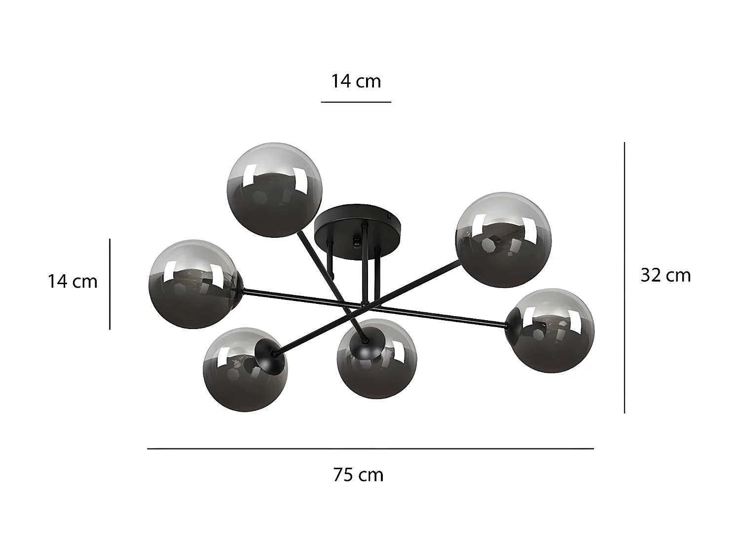 Candeeiro de Teto Brendi, Cinzento, 93x26x50 cm, EPIKASA