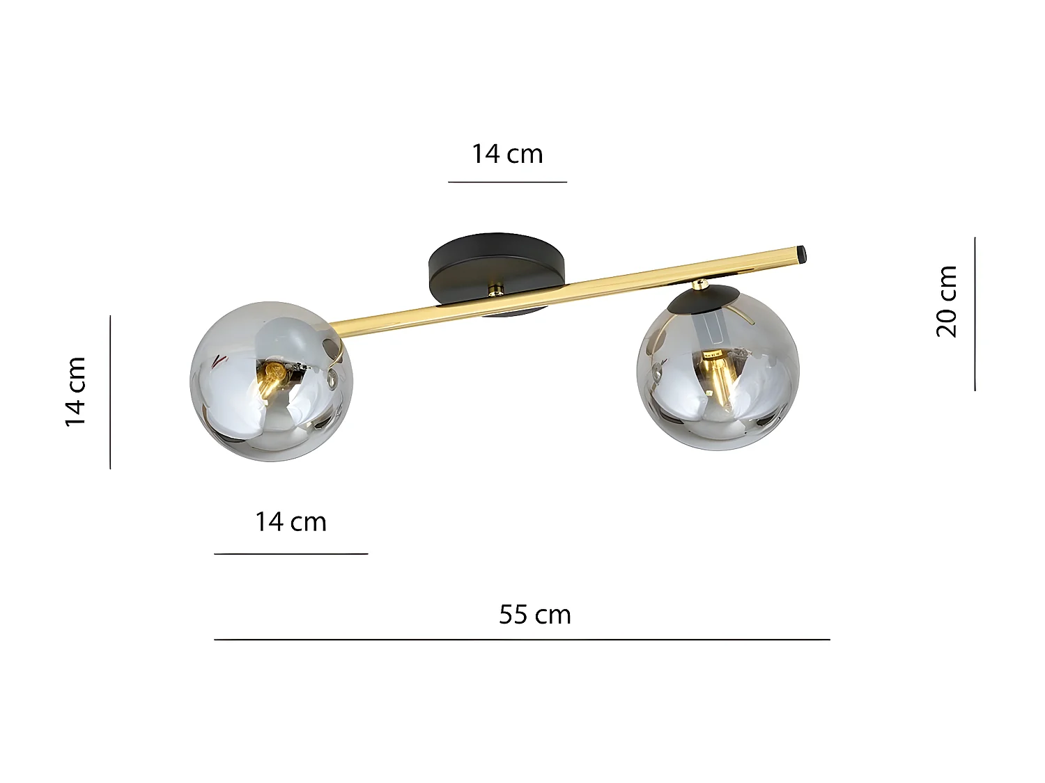 Lampa Sufitowa Splendi, Złoto, 55x20x29 cm, Seven Design