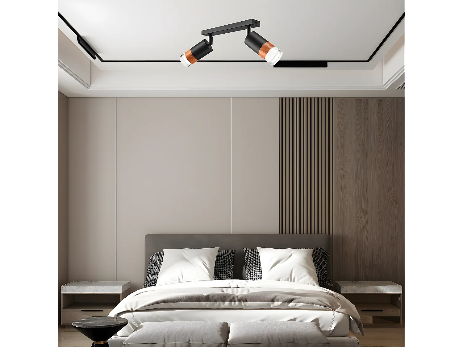 Plafonnier Aurora, Noir, 19x8x19 cm, Seven Design