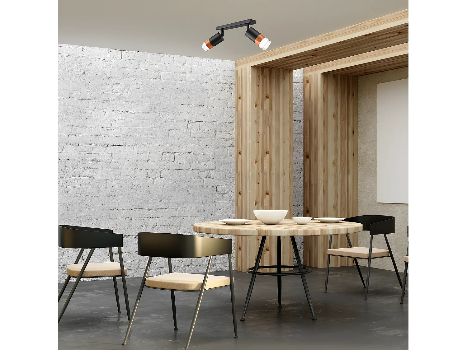 Plafonnier Aurora, Noir, 19x8x19 cm, Seven Design