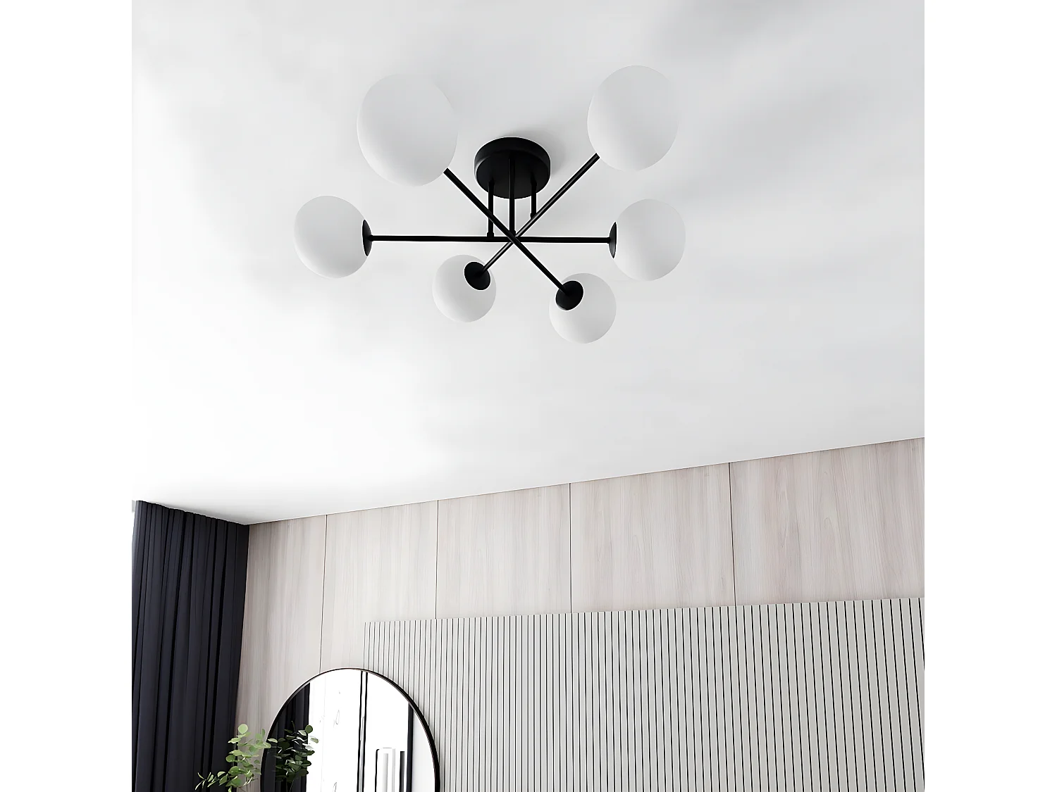 Plafonnier Aurora, Noir, 19x8x19 cm, Seven Design