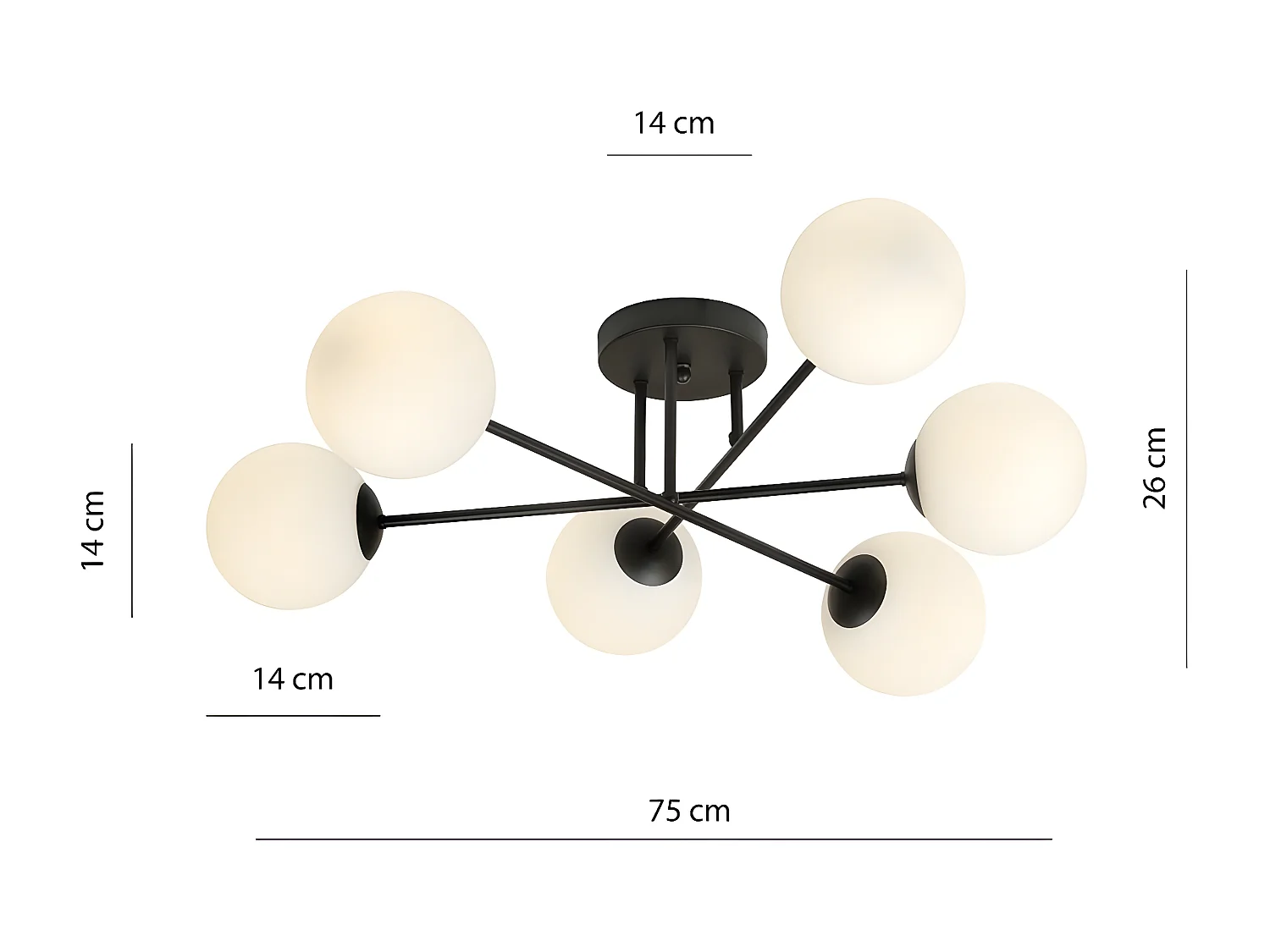 Plafonnier Aurora, Noir, 19x8x19 cm, Seven Design