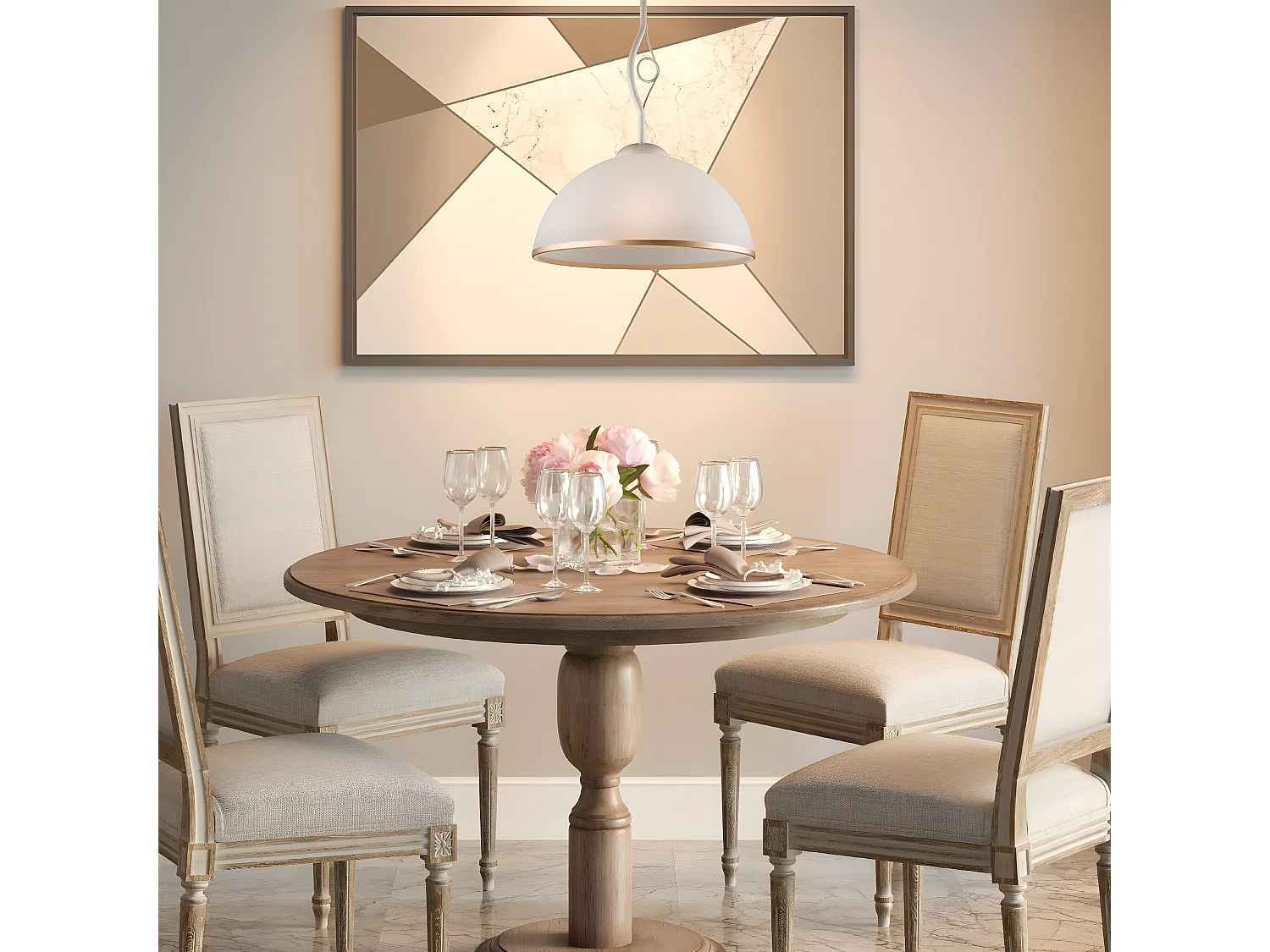 Lampa Wisząca Retrò, Biały, 32,5x32,5x45 cm, Seven Design