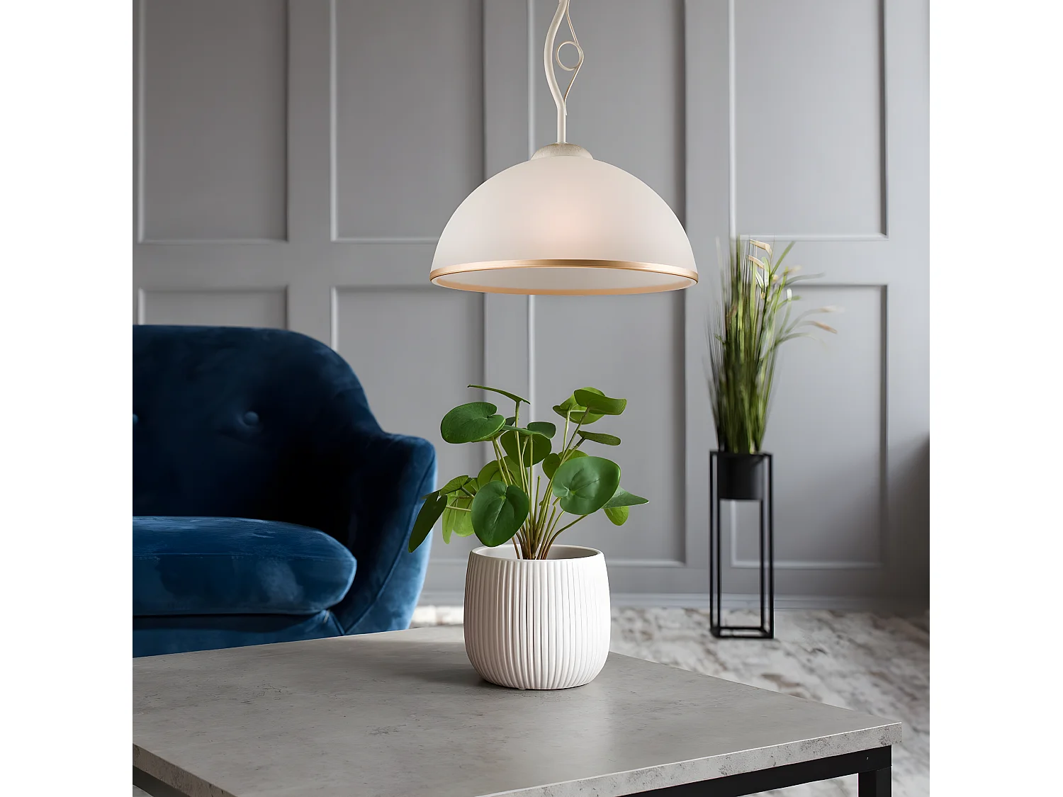 Lampa Wisząca Retrò, Biały, 32,5x32,5x45 cm, Seven Design