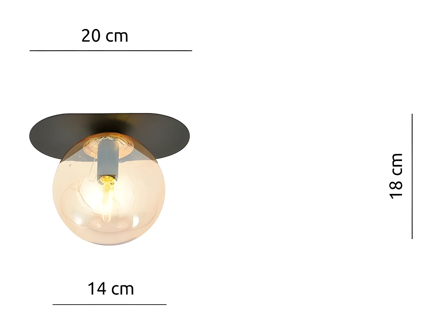 Lampada a Soffitto Plaza 6, Nero, 20x18x14 cm, Seven Design