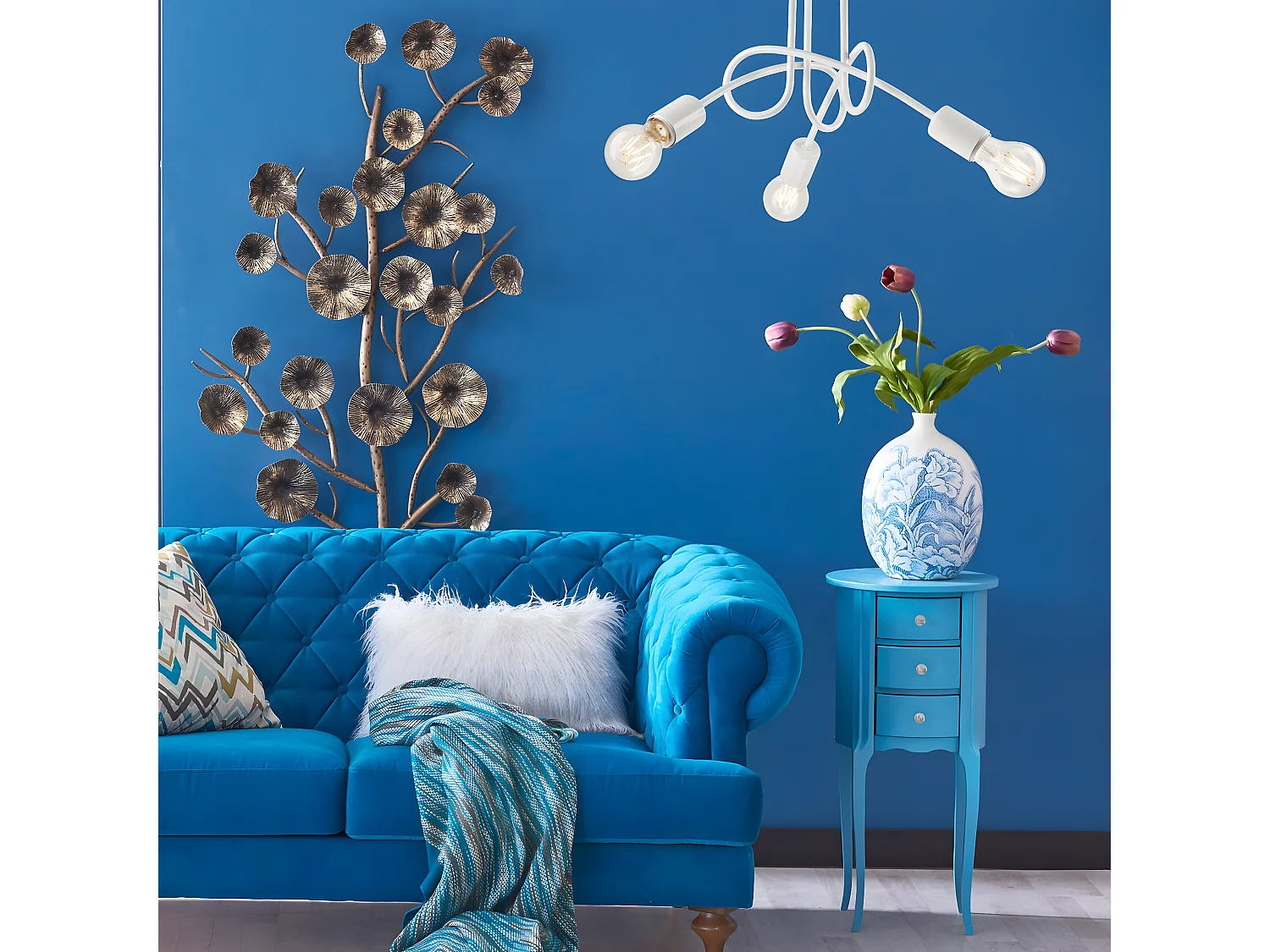 Lampa Wisząca Camilla, Biały, 36x36x30 cm, Seven Design