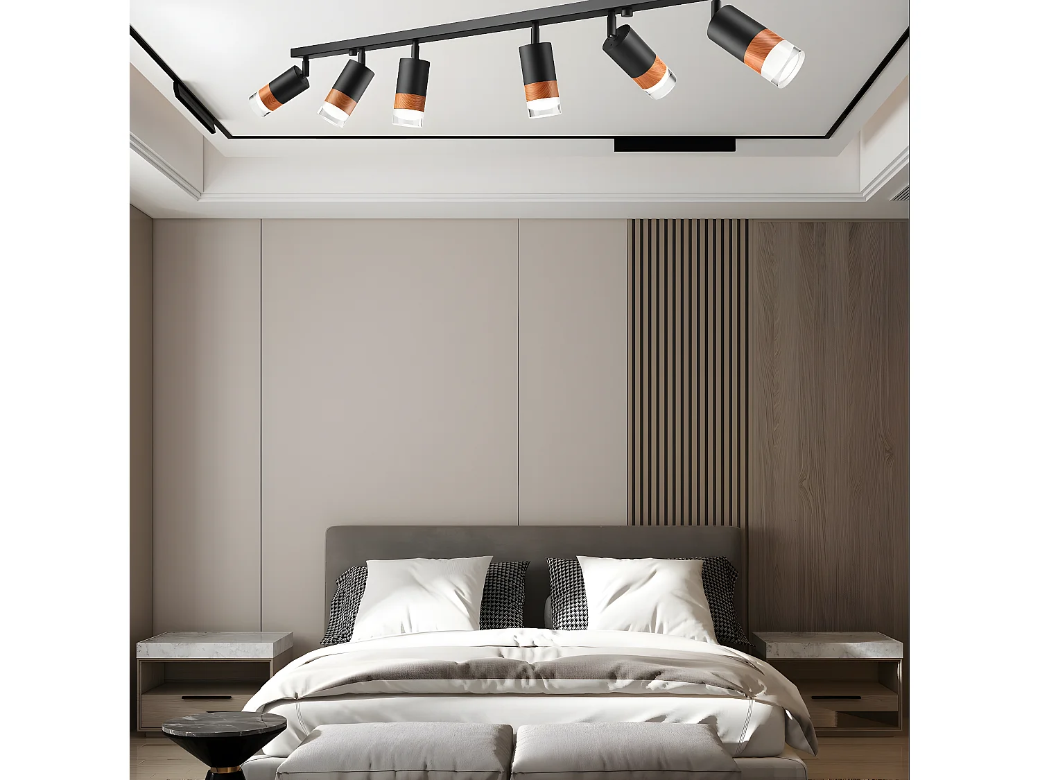 Plafonnier Aurora, Noir, 117x19x19 cm, Seven Design