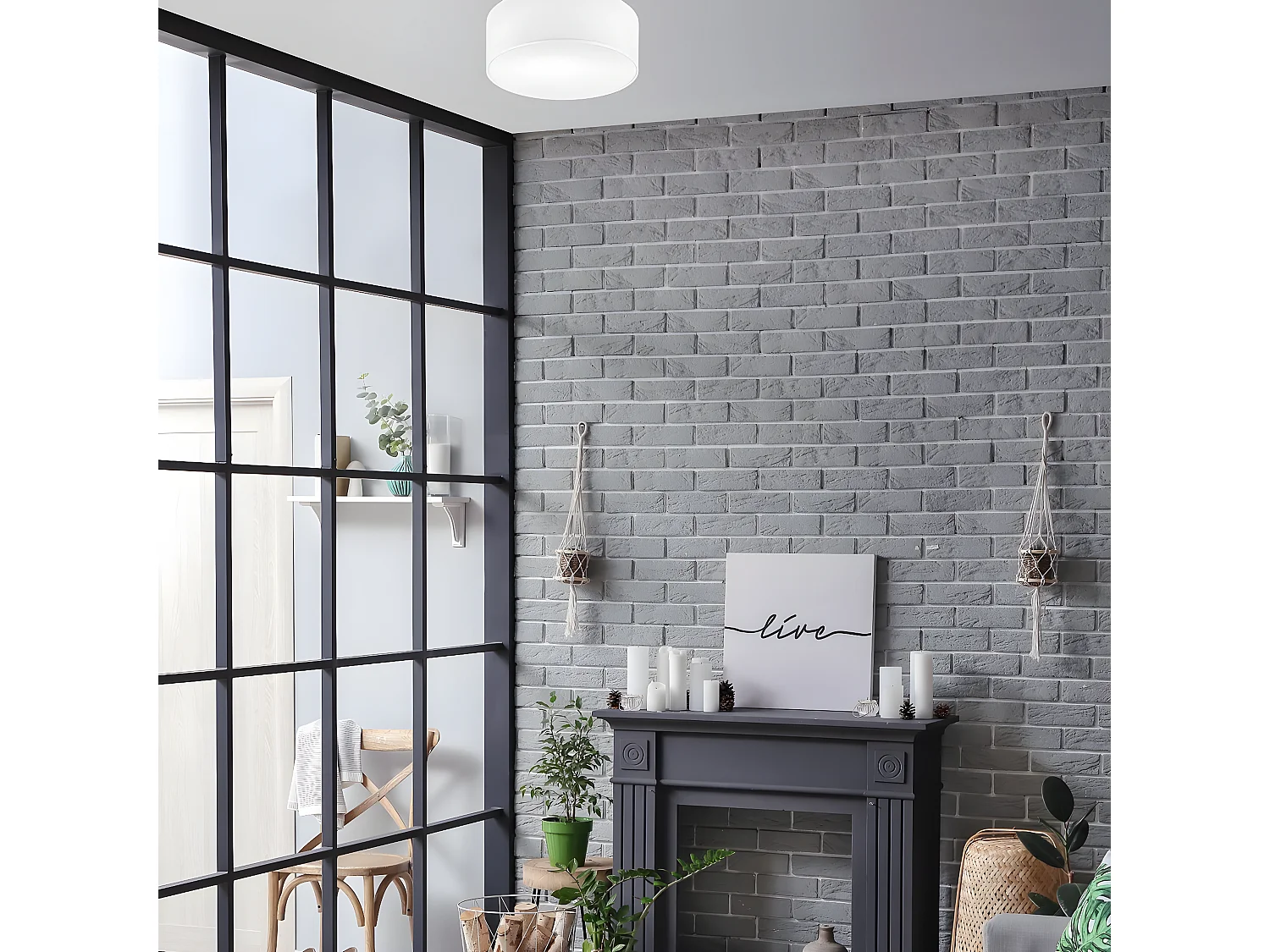 Candeeiro de Teto Vivian, Branco, 35x35x13 cm, Seven Design