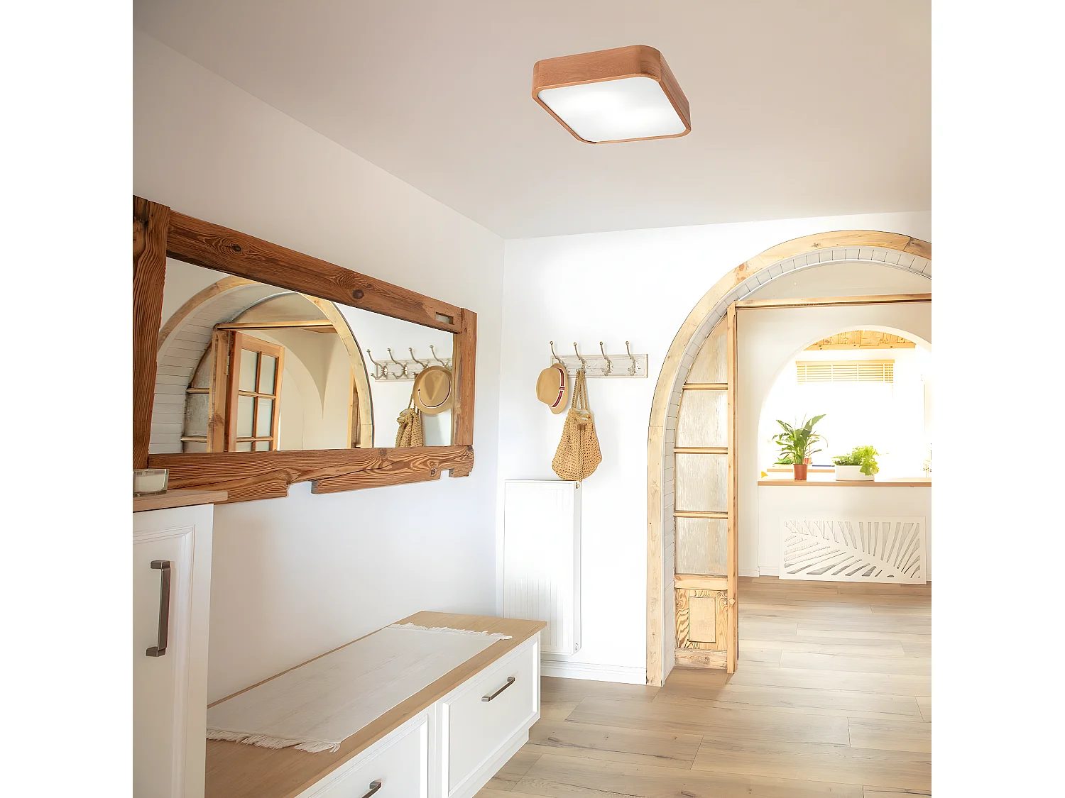 Plafondlamp Gaspar, Bruin, 35x35x8 cm, Seven Design