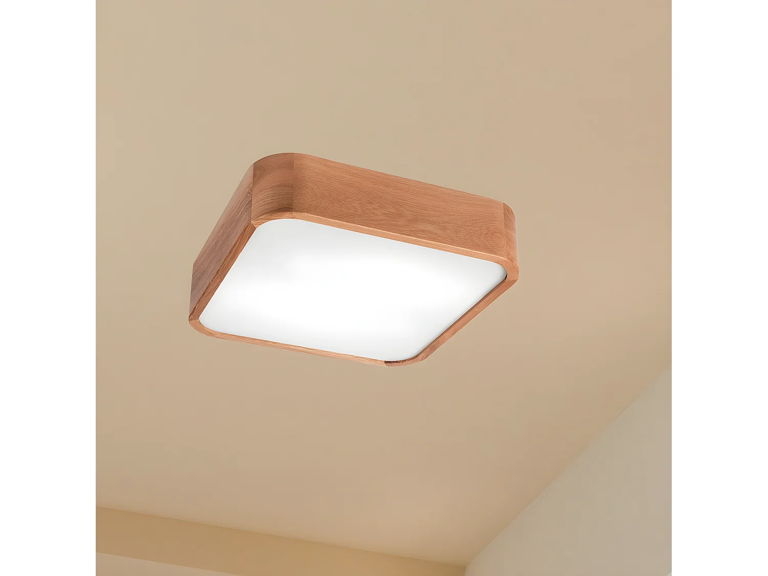 Plafonnier Gaspar, Marron, 35x35x8 cm, Seven Design