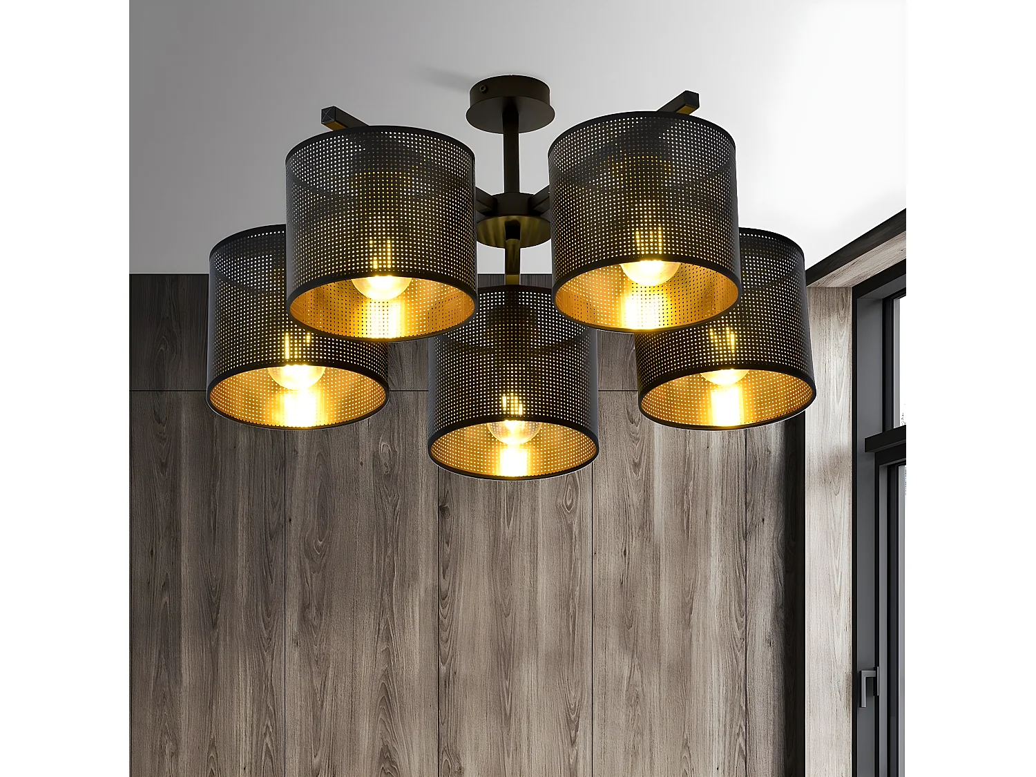 Candeeiro de Teto Jordan, Preto, 55x31x55 cm, Seven Design