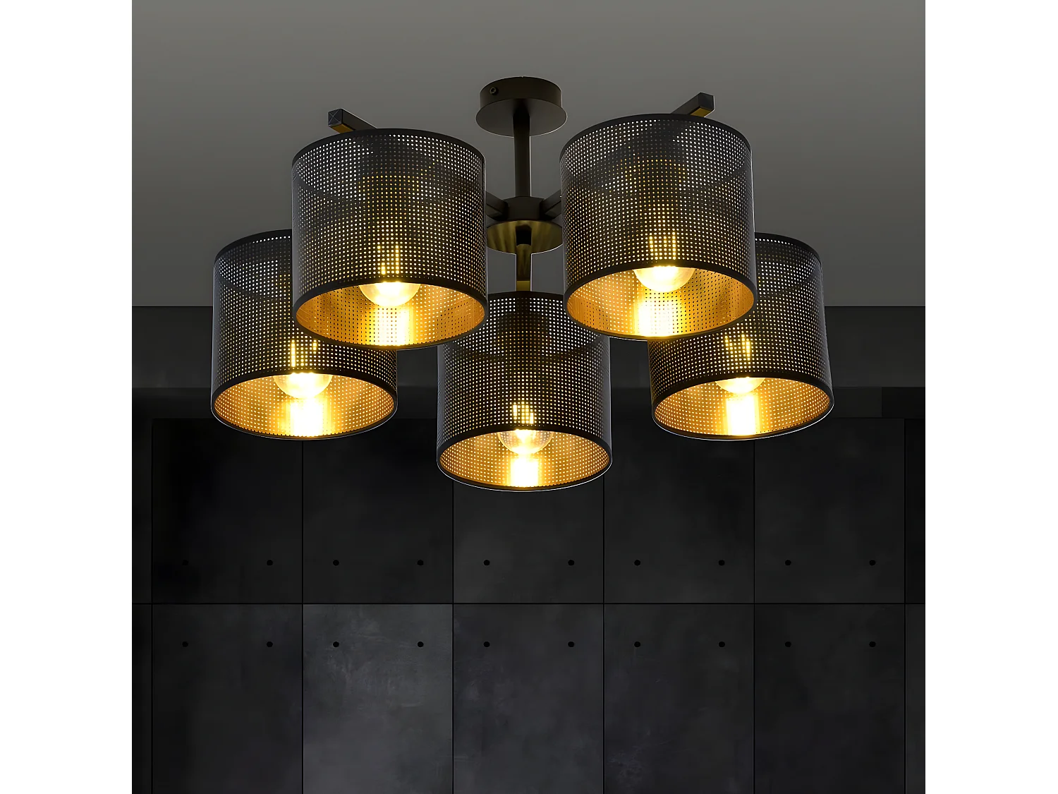 Candeeiro de Teto Jordan 7, Preto, 55x31x55 cm, Seven Design