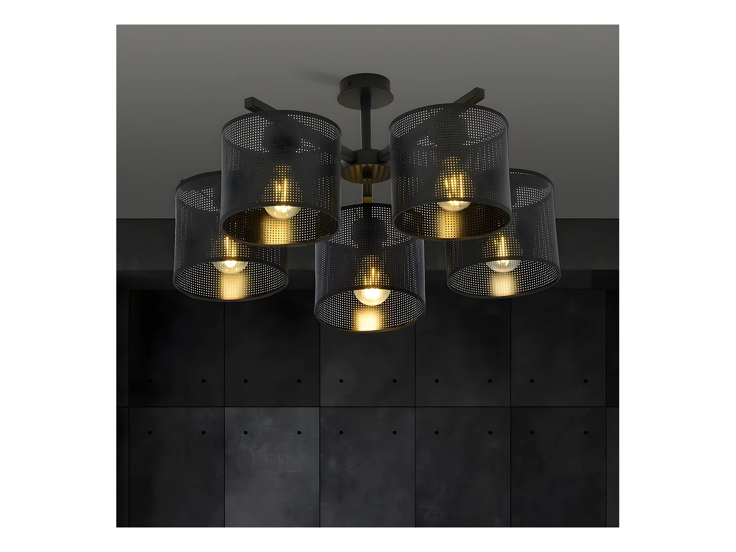 Plafonnier Jordan, Noir, 55x31x55 cm, EPIKASA