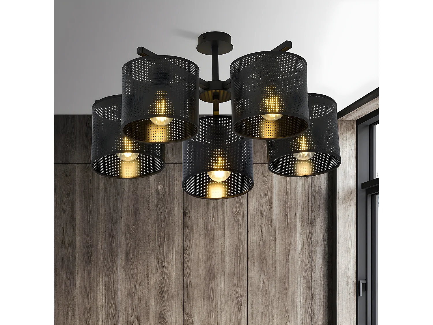 Plafonnier Jordan, Noir, 55x31x55 cm, EPIKASA