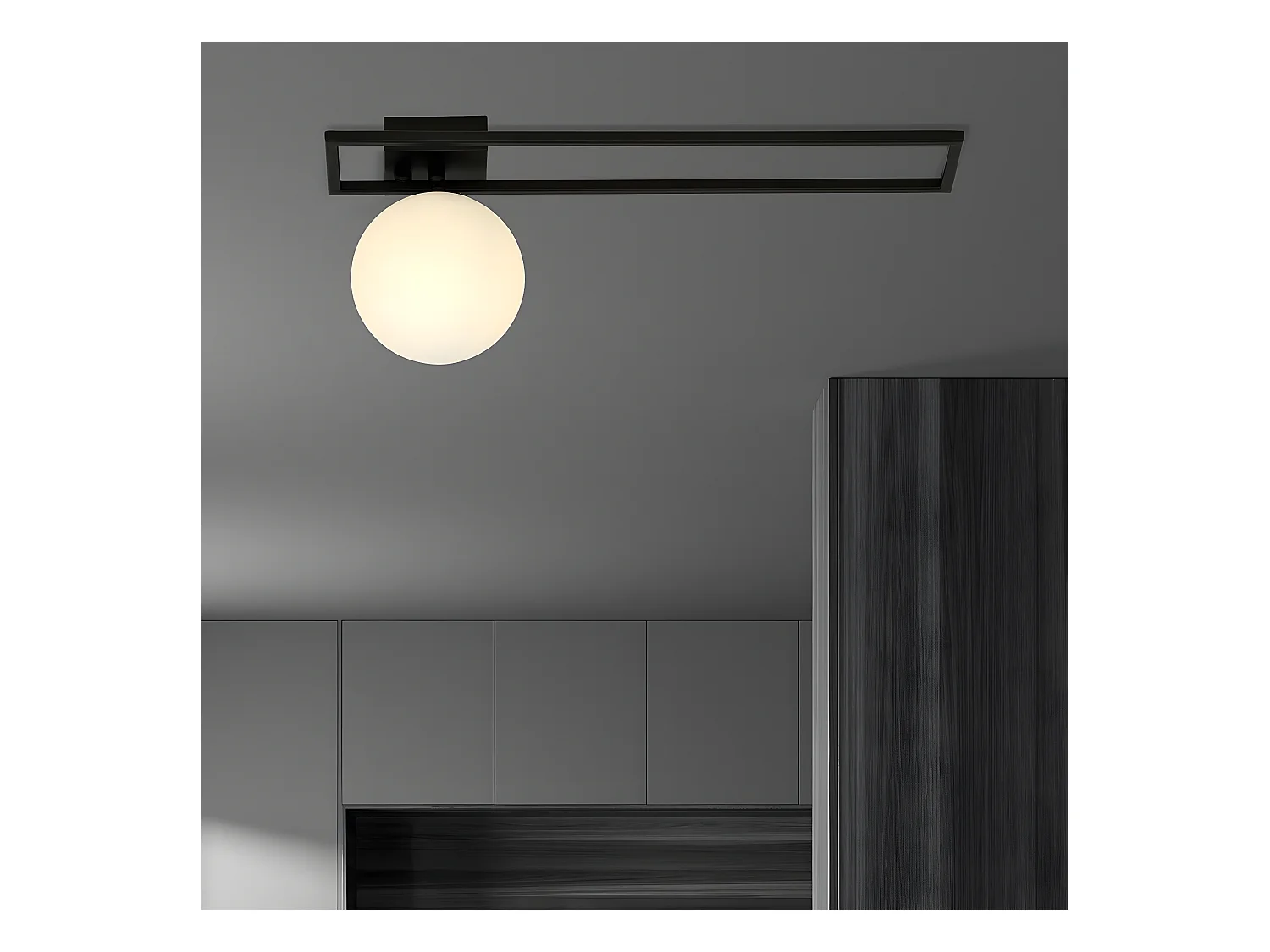 Plafonnier Imago, Noir, 50x21x18 cm, EPIKASA