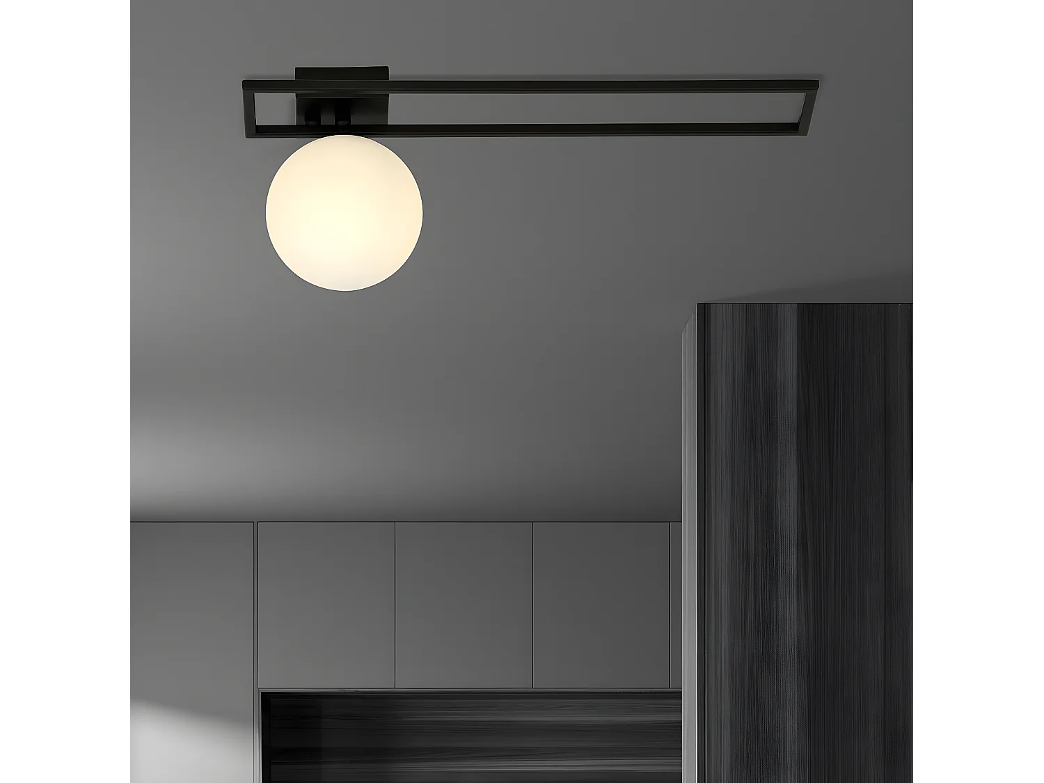 Plafonnier Imago 2, Noir, 50x21x18 cm, Seven Design