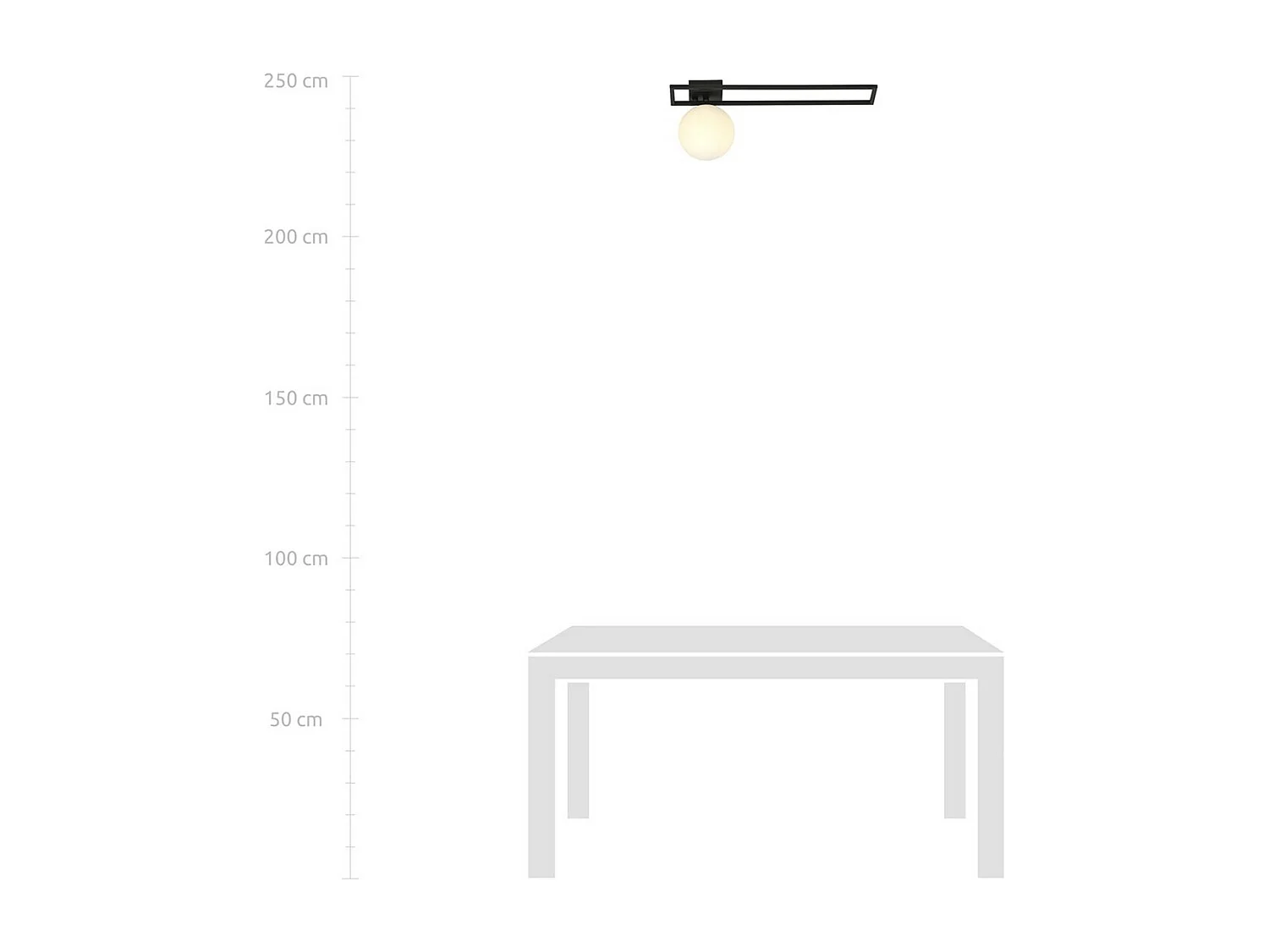 Plafonnier Imago 2, Noir, 50x21x18 cm, Seven Design