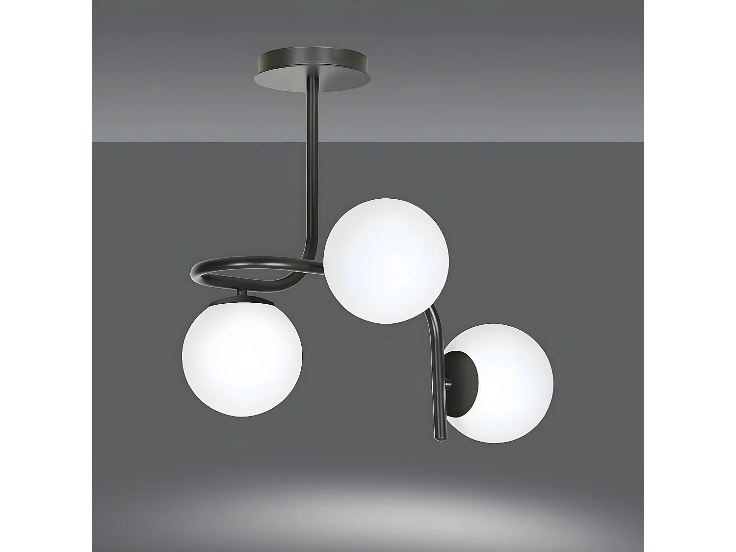 Plafonnier Kalfor, Noir, 57x51x40 cm, Seven Design