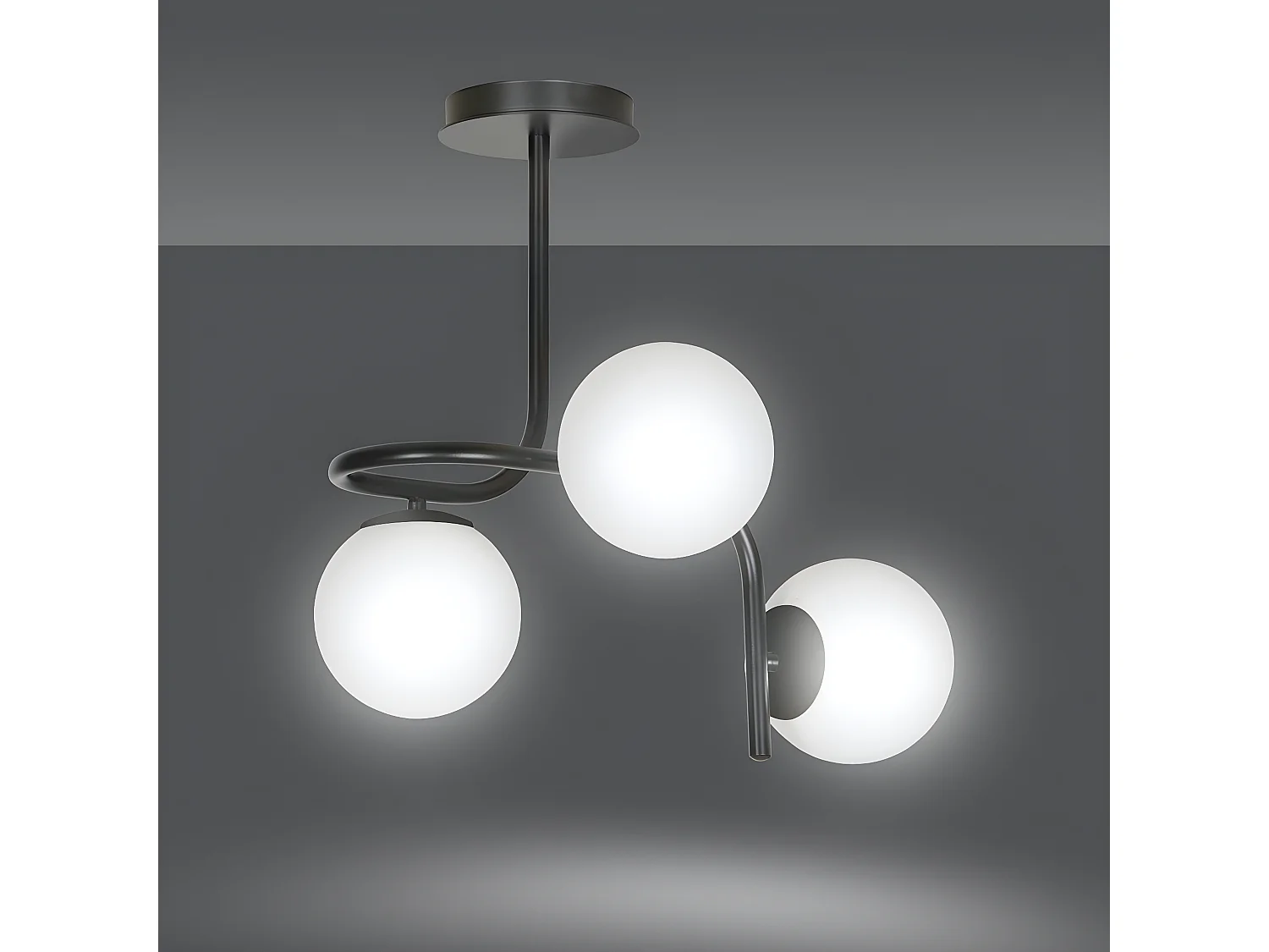 Plafonnier Kalfor, Noir, 57x51x40 cm, Seven Design