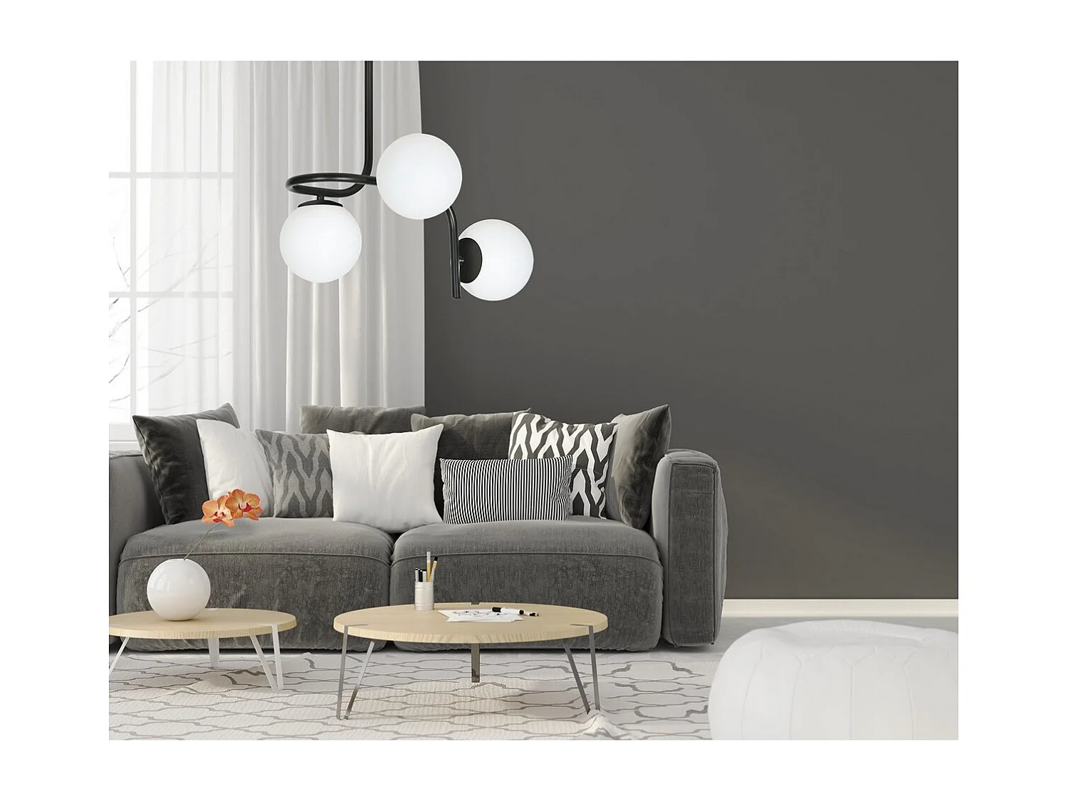 Plafonnier Kalfor, Noir, 57x51x40 cm, Seven Design