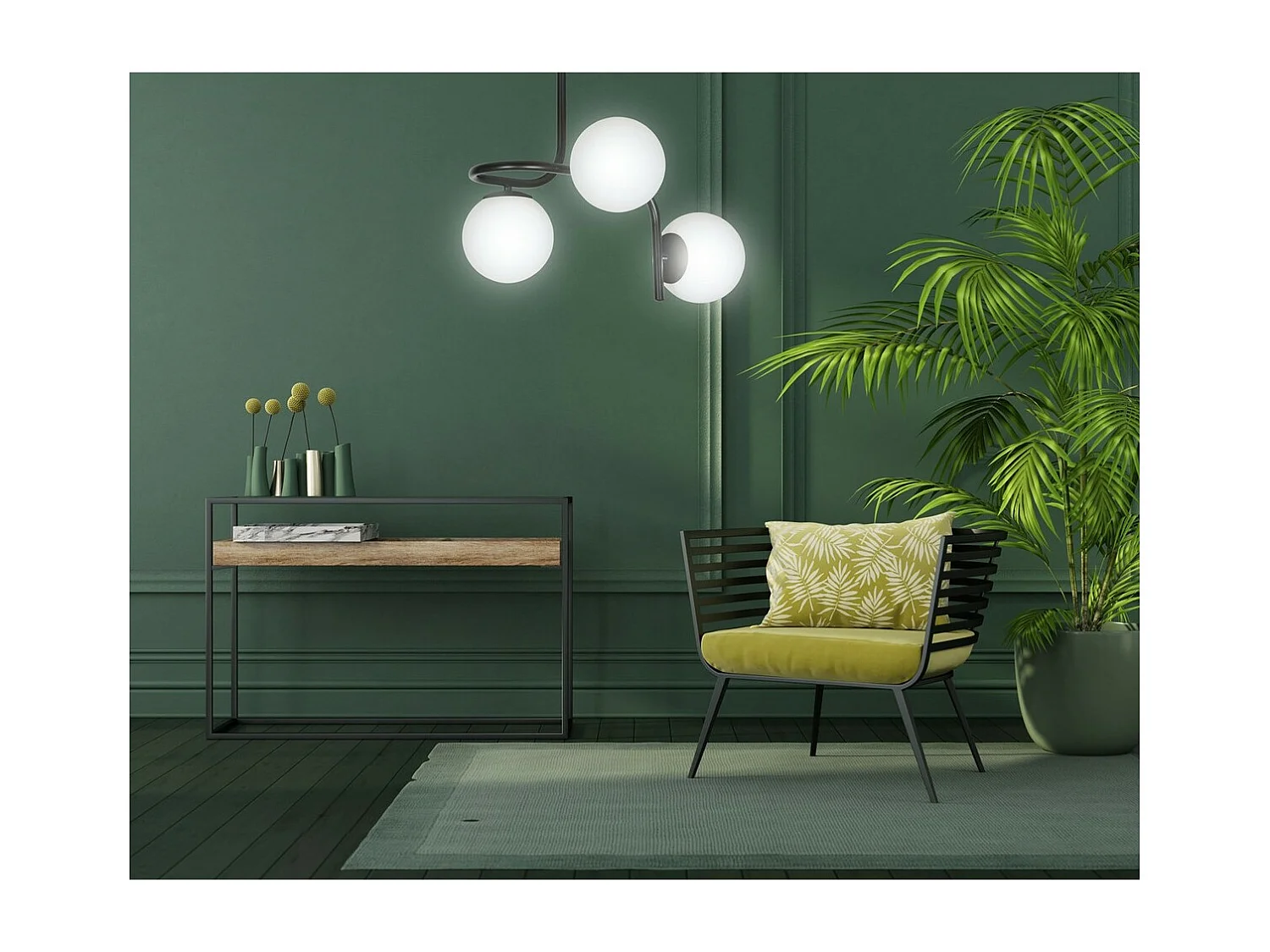 Plafonnier Kalfor, Noir, 57x51x40 cm, Seven Design