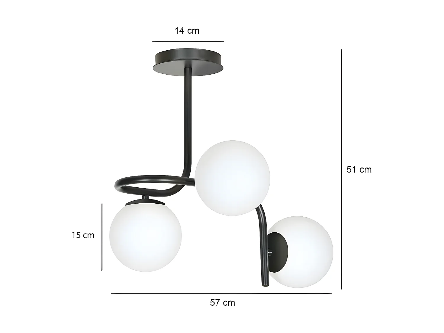 Plafonnier Kalfor, Noir, 57x51x40 cm, Seven Design