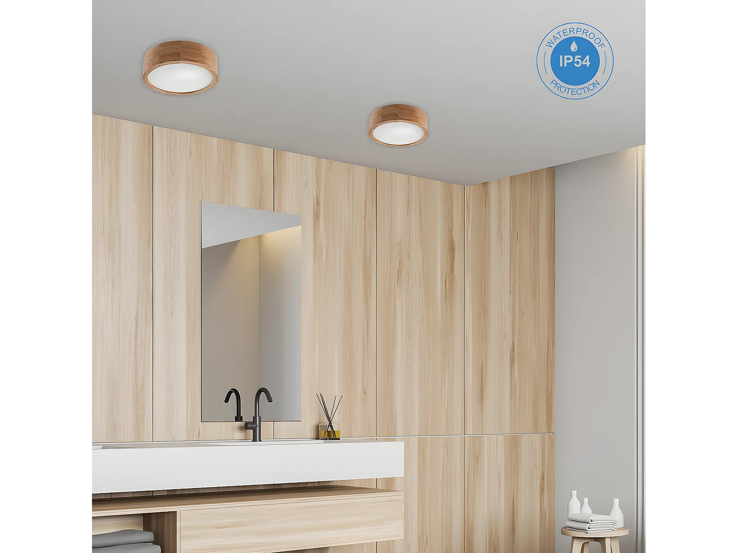 Plafonnier Eveline, Marron, 27x27x80 cm, EPIKASA