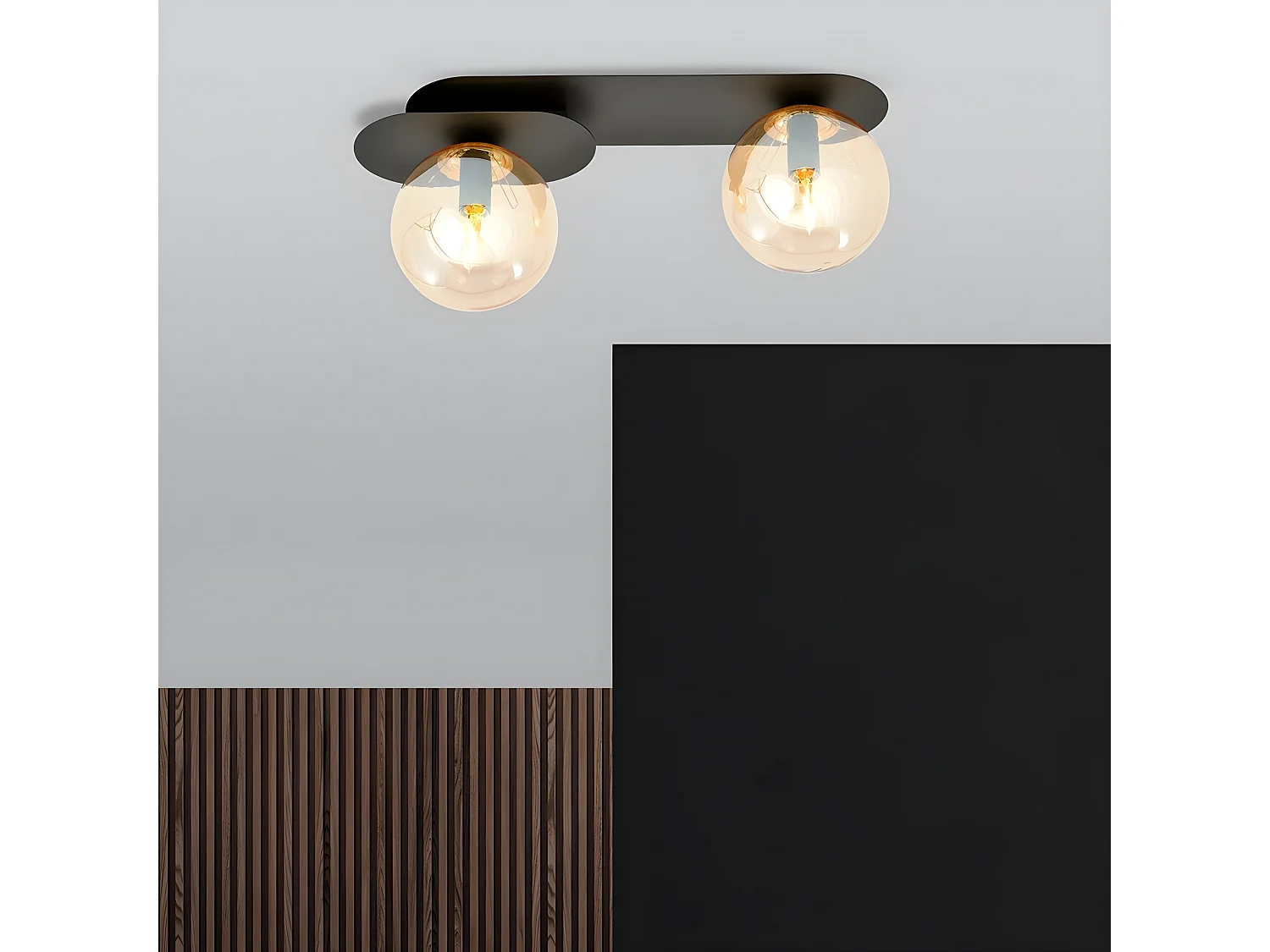 Plafonnier Plaza 7, Noir, 45x18x14 cm, Seven Design