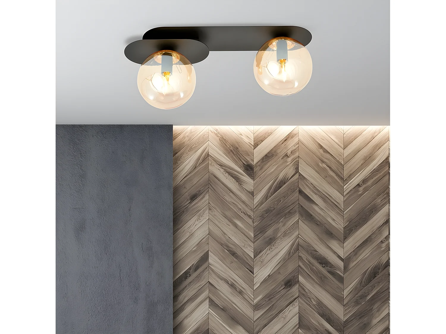 Plafonnier Plaza 7, Noir, 45x18x14 cm, Seven Design