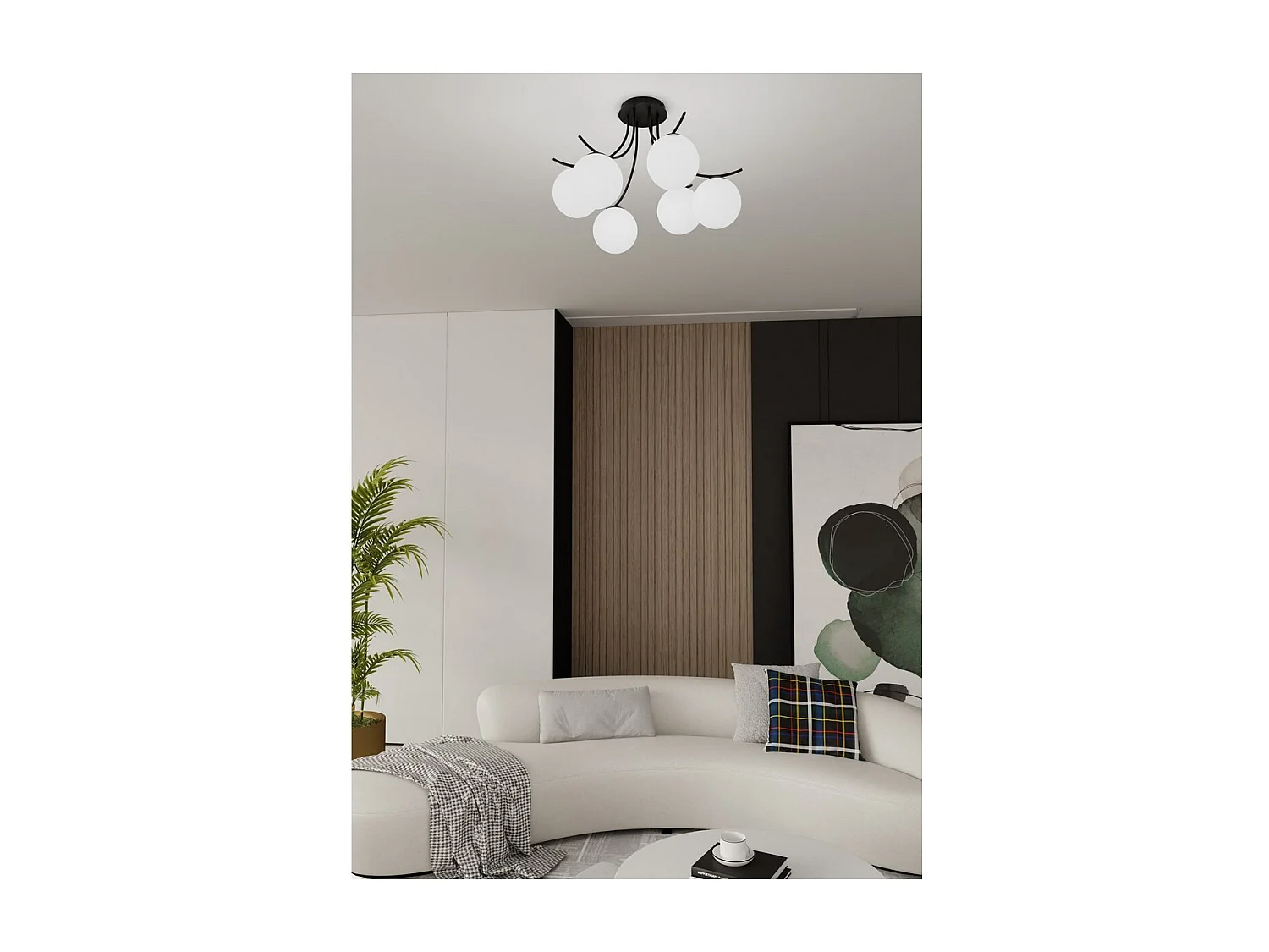 Plafonnier Boston 2, Noir, 70x37x65 cm, Seven Design