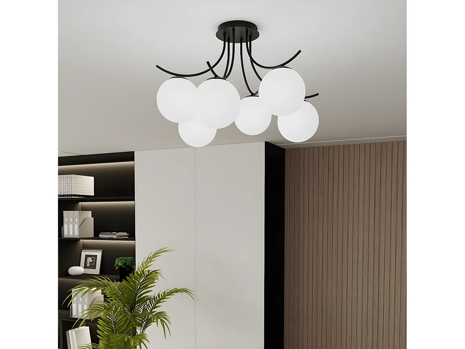 Plafonnier Boston 2, Noir, 70x37x65 cm, Seven Design