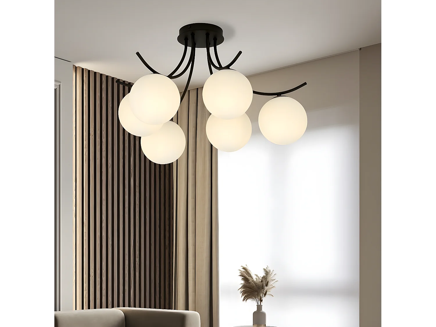 Plafonnier Boston 2, Noir, 70x37x65 cm, Seven Design