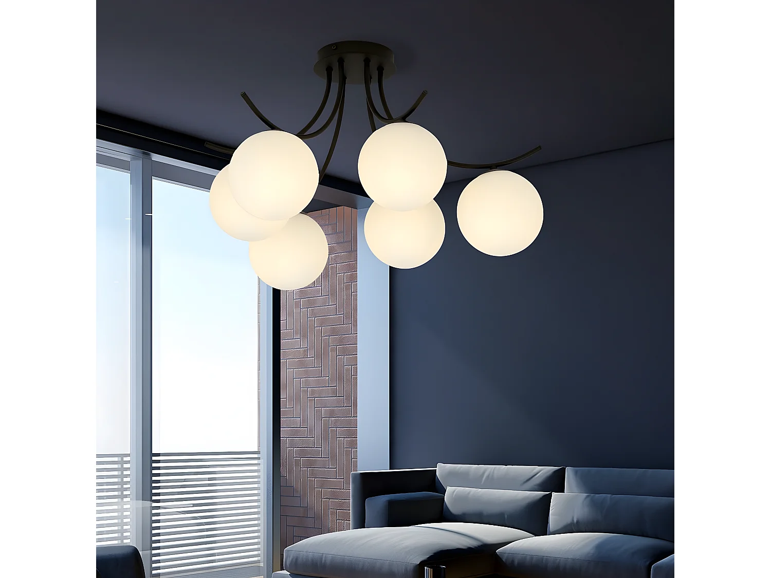 Plafonnier Boston 2, Noir, 70x37x65 cm, Seven Design