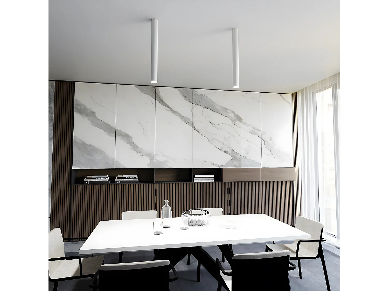 Candeeiro de Teto Dante, Branco, 36x36x8 cm, Seven Design