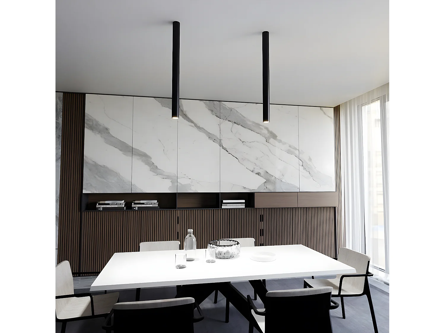 Spot d'Intérieur Tecno, Noir, 6x80x6 cm, Seven Design