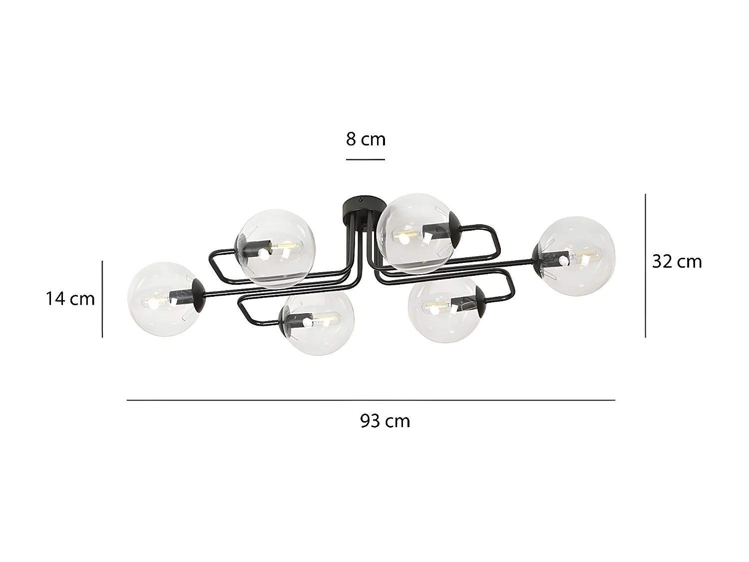 Plafondlamp Brendi, Zwart, 93x32x50 cm, Seven Design