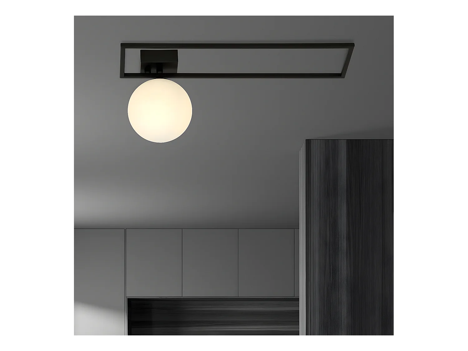 Plafonnier Imago, Noir, 50x21x18 cm, EPIKASA