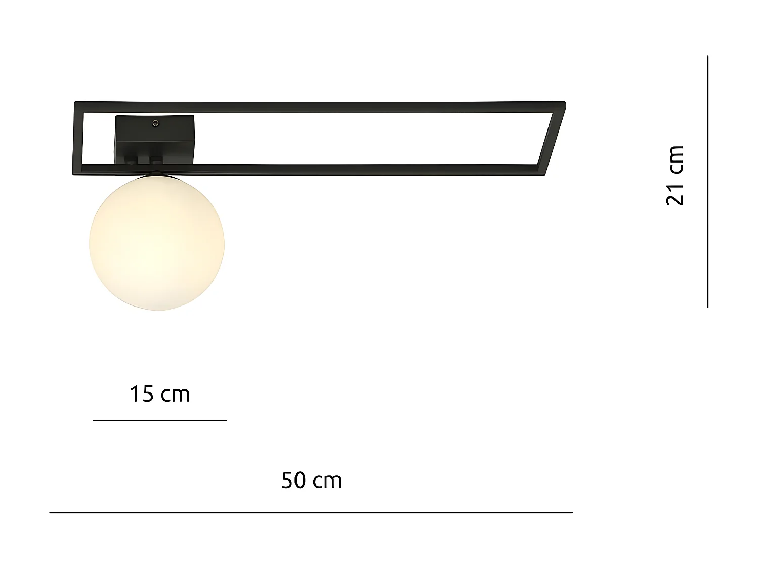 Lámpara de Techo Imago 1, Negro, 50x21x18 cm, Seven Design