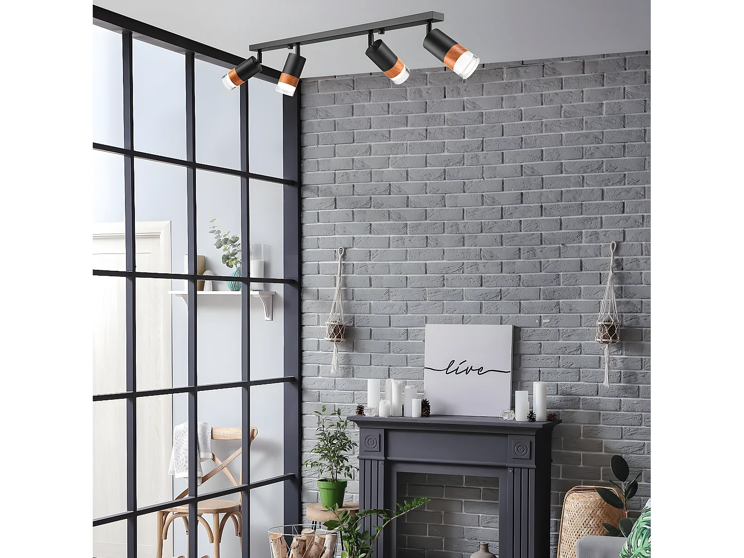 Plafondlamp Aurora, Zwart, 81x19x19 cm, Seven Design