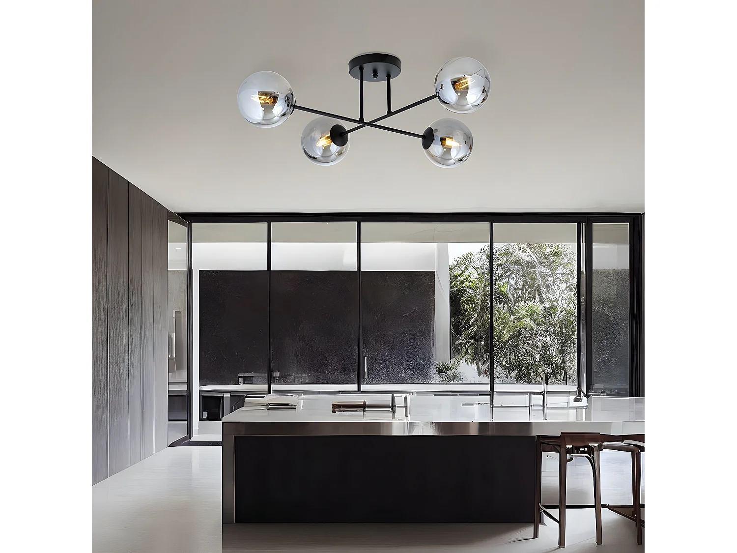 Plafondlamp Aurora, Zwart, 81x19x19 cm, Seven Design