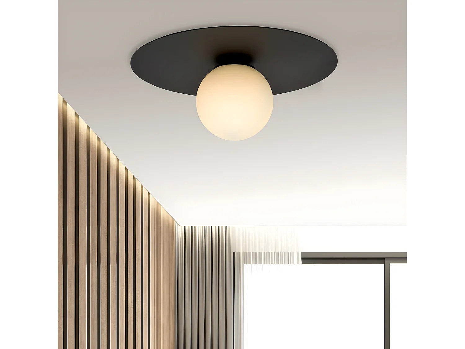 Plafonnier Solar, Noir, 43x19x43 cm, Seven Design