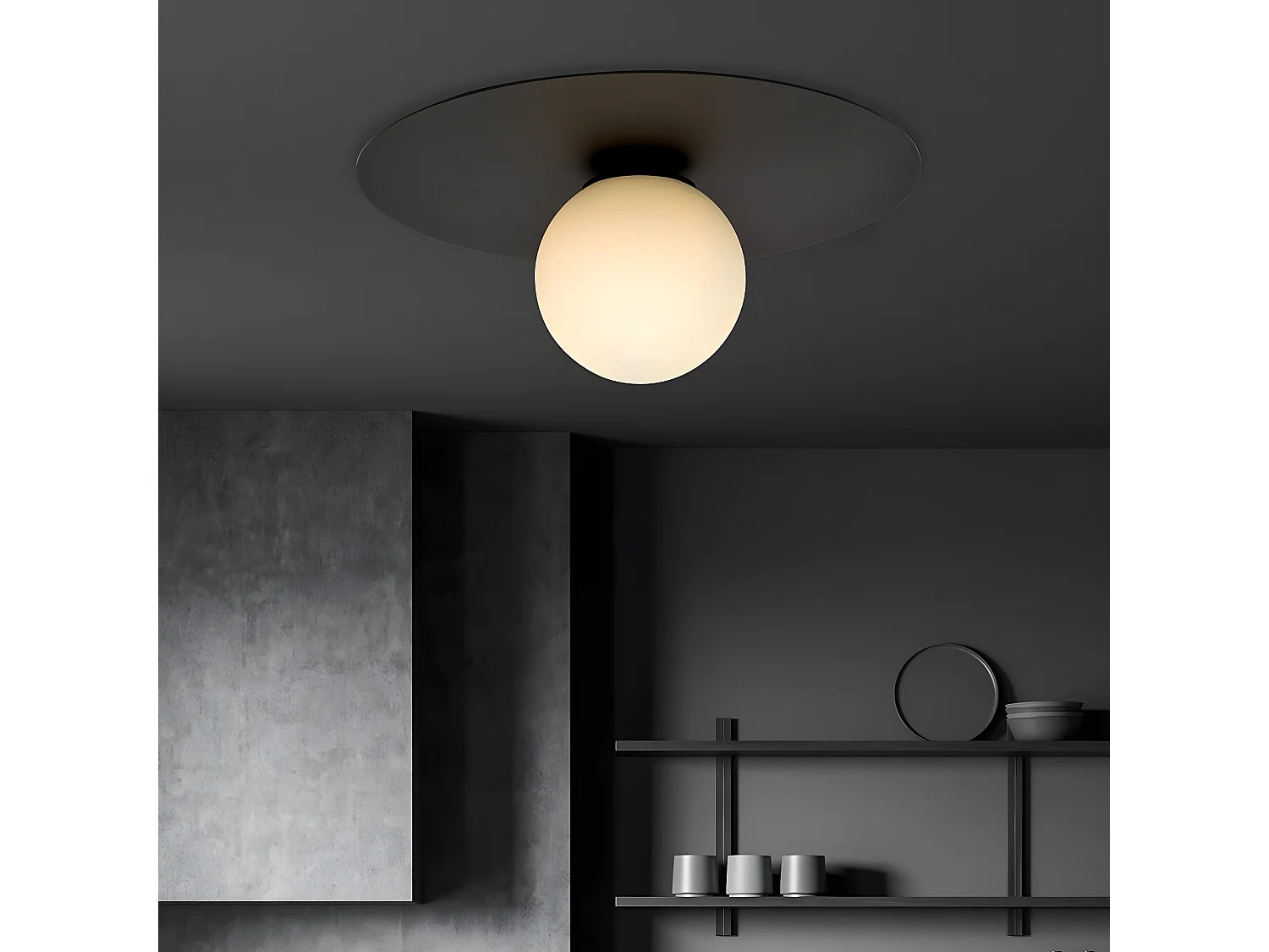 Plafonnier Solar, Noir, 43x19x43 cm, Seven Design