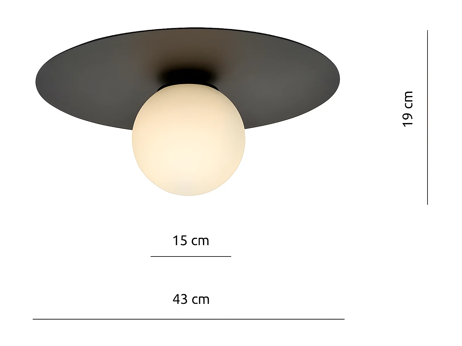 Plafonnier Solar, Noir, 43x19x43 cm, Seven Design