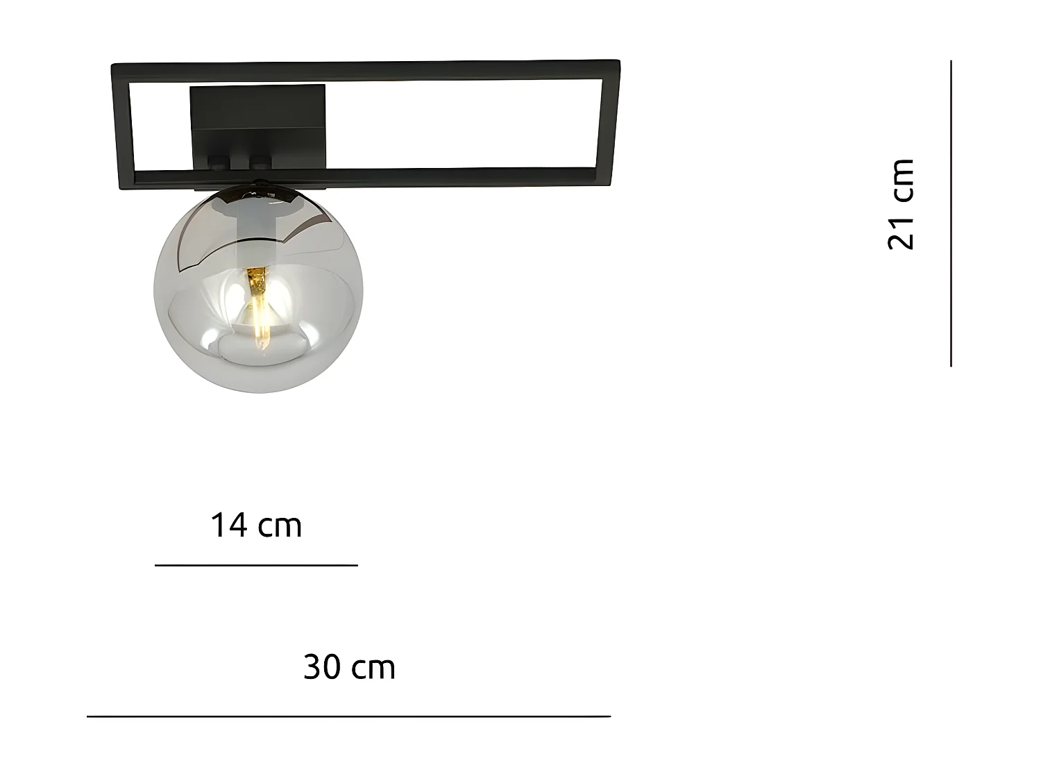 Plafondlamp Imago, Zwart, 30x21x18 cm, EPIKASA