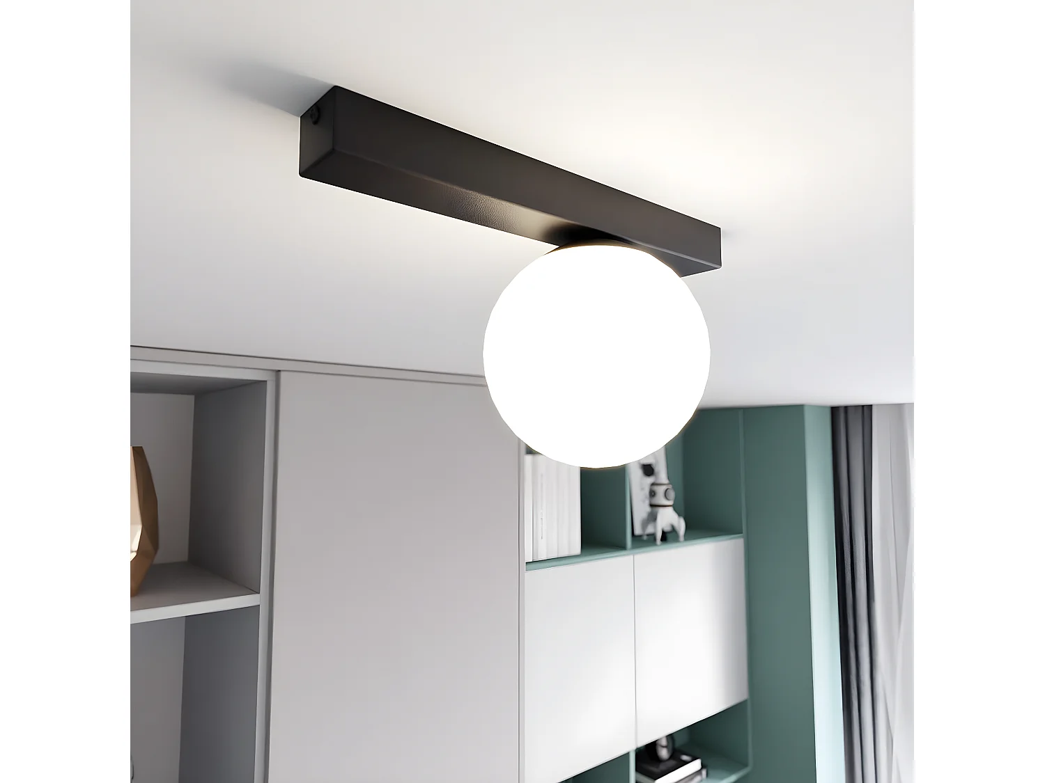 Plafonnier Fit, Noir, 30x17x14 cm, Seven Design