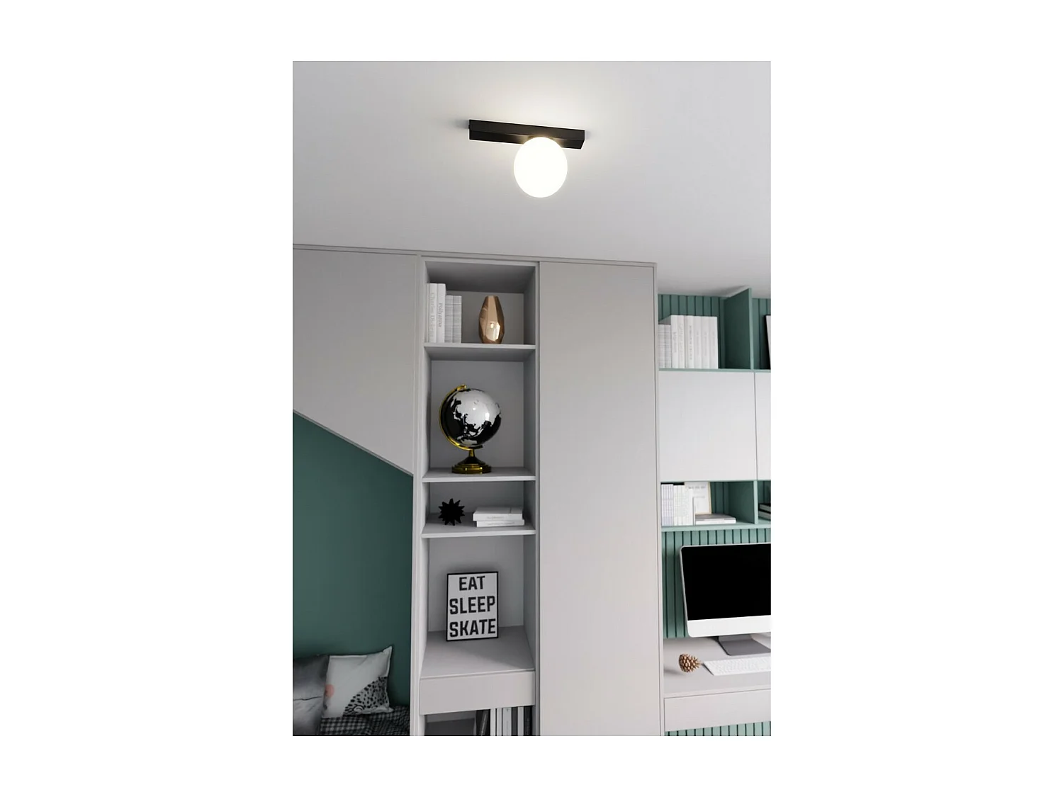 Plafonnier Fit, Noir, 30x17x14 cm, Seven Design