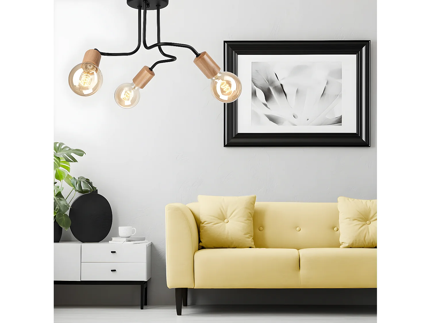 Plafonnier Conor, Marron, 26x40x40 cm, Seven Design